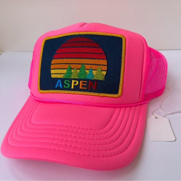 NWT Aviator Nation Pink Trucker Hat Aspen Sunset Rainbow embroidered patch - Picture 12 of 16